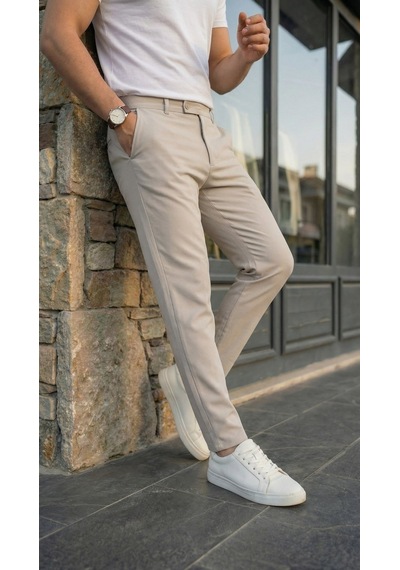 Efnaz Style Erkek Slim Fit Dilli Kumaş Pantolon Bej