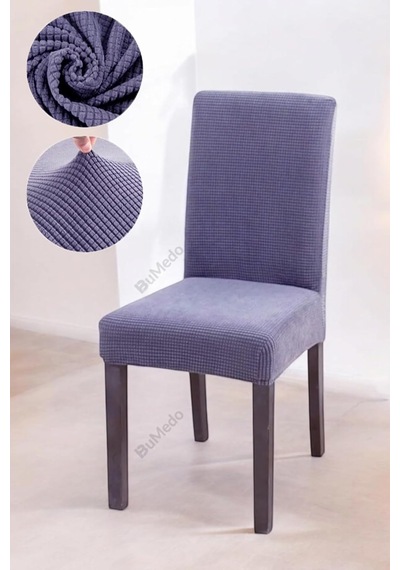 Bambu Nano Kumaş Likralı Yıkanabilir 6'lı Sandalye Kılıfı Lastikli Sandalye Örtüsü 6adet Gri