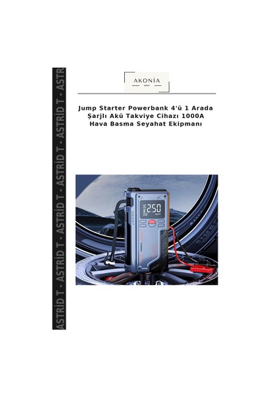 Jump Starter Powerbank 4'ü 1 Arada Şarjlı Akü Takviye Cihazı 1000a Hava Basma Seyahat Ekipmanı