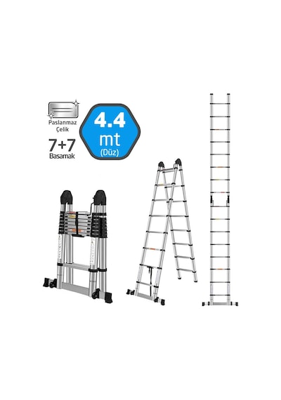 Master 504335 Paslanmaz Çelik A Tipi Teleskopik Merdiven 440 Cm