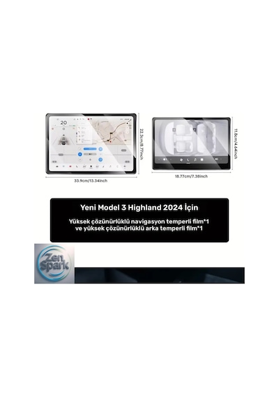 Tesla Model Y Juniper 2025 & Model 3 Highland 2024 Uyumlu Ekran Koruyucu Seti Ön + Arka Cam Film