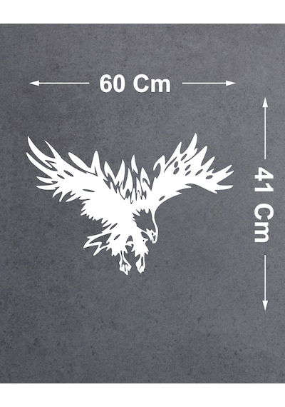 Sticker Dizayn Kartal Sticker - Eagle Beşiktaş Kanatlı Uçan Kartal Sticker - Araba Oto Motosiklet Karavan Cam Sticker - 00321 60X41 Cm