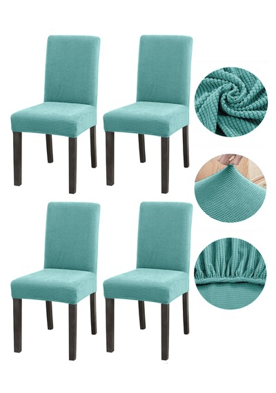 Bambu Nano Kumaş Likralı Lastikli Sandalye Kılıfı Yıkanabilir Esnek Sandalye Örtüsü 4 Lü Set Mint Yeşil
