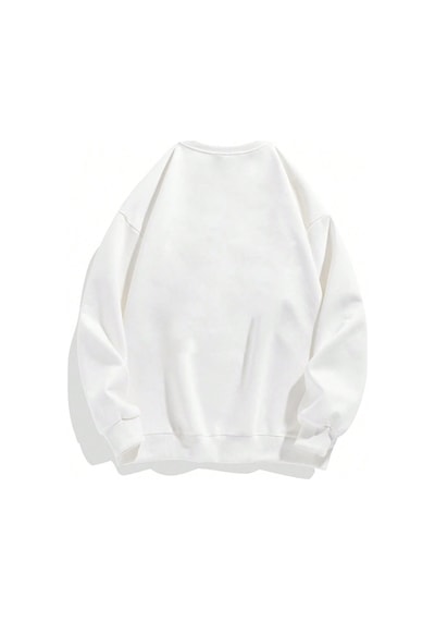 Startmore Adrift Letter & Tennis Racket Print Drop Shoulder Sweatshirt Beyaz Beyaz