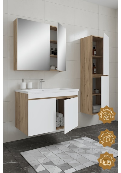 Teta Home Tokyo 80 Cm Mdf Banyo Dolabı Seti +boy Dolabı Atlantik Çam-beyaz Atlantik Çam - Beyaz Teta Home Tokyo 80 Cm Mdf Banyo Dolabı Seti +boy Dolabı Atlantik Çam-beyaz Atlantik Çam - Beyaz