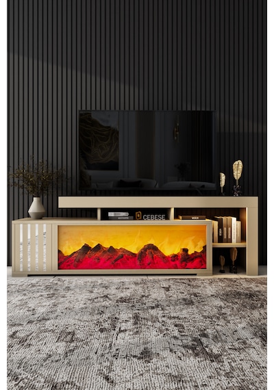 Dekoratif Yapay Şömine Ve Tv Ünitesi 160 Cm X 52 Cm ,kumandalı