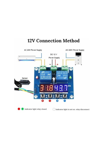 XH-M452 / ZFX-452 Termostat Sıcaklık Nem Denetleyici Modülü (Çift DC 12V LED Dijital Ekran ile)