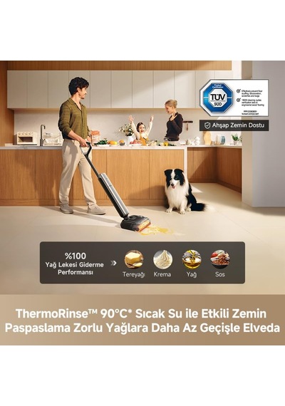 Dreame T16 Pro Heat Islak Kuru Dikey Süpürge, 30.000 Pa Emiş Gücü, Sıcak Su İle Temizlik
