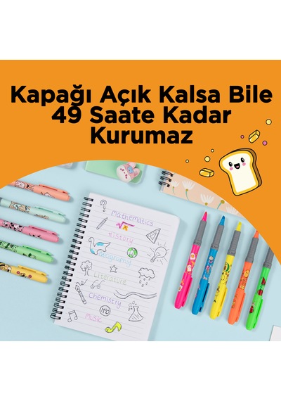 Bıc Marking Highlighter Grip Kawaii Desenli Fosforlu Kalem 10'lu Set Çok Renkli