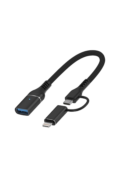 Microcase 2'si 1 Arada Type-c Lightning To Usb 3.0 Otg Kablo - Apple iOS Ve Android Uyumlu Dönüştürücü-al5823 Siyah