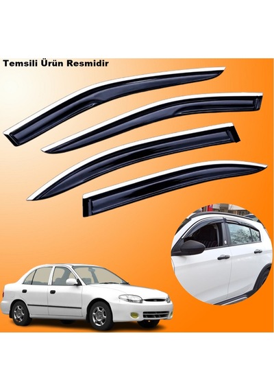 Hyundai Accent Mügen Cam Rüzgarlığı Abs Krom Nikelajlı Cam Rüzgarlığı Yumurta Kasa 1995-2000 Arası 4 Lü