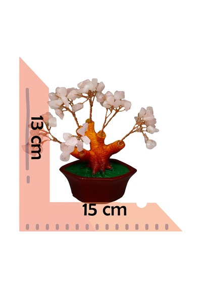 Pembe Kuvars Doğal Taşlı Bonsai Hayat Ağacı - Aşk Ve Pozitif Ener