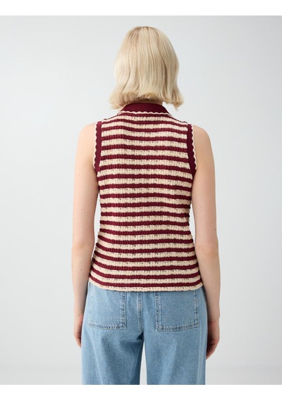 Jimmy Key Bordo Polo Yaka Kolsuz Pamuklu Bluz 6sw037239562