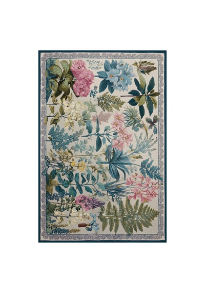 Garden 820 Çiçekli Bordürlü Bej Renkli Floral Halı Yıkanabilir Salon Mutfak Oturma Odası Halısı Bej Renkli 2
