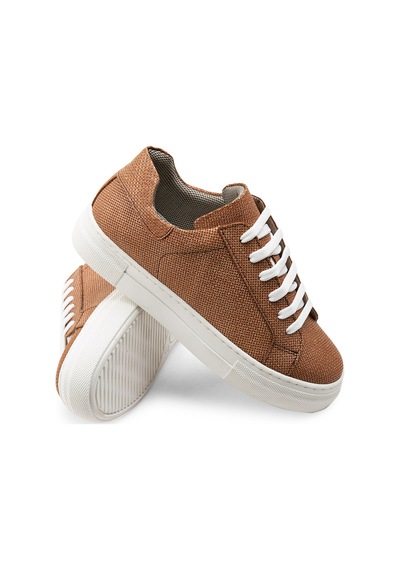 Deery Hakiki Deri Taba Rengi İşlentili Sneaker Kadın Ayakkabı - Z1681ztbac02 Taba