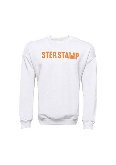 Wessi Yazı Baskılı Bisiklet Yaka Beyaz Sweatshirt Beyaz
