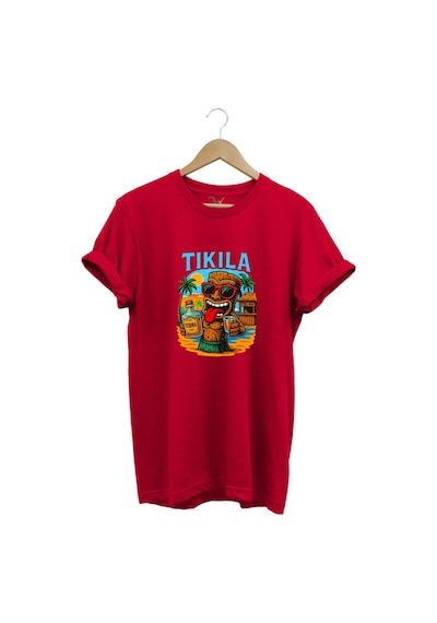 Summer Yazlık Tekila Yazı Baskılı %100 Pamuk Regular Fit Premium Kırmızı T-shirt Kırmızı