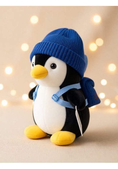 Lucky Şanslı Penguen Bereli Sırt Çantalı Peluş Oyuncak 02 - Çok Renkli