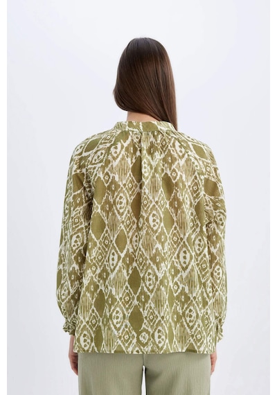 DeFacto Relax Fit Desenli Vual Uzun Kollu Tesettür Bluz Tunik C9738AX24SMGN1156