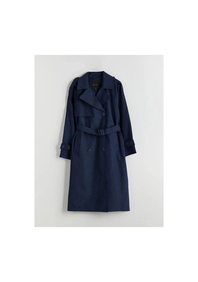 Lc Waikiki Lcw Modest Lacivert Kruvaze Yaka Oversize Kadın Trençkot Navy