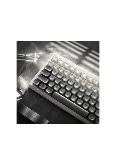 Leaven 128 Tuş Pbt Keycap Seti - Retro Yuvarlak Moa Profil Cherry Mx Uyumlu Klavye Tuşları - Gri