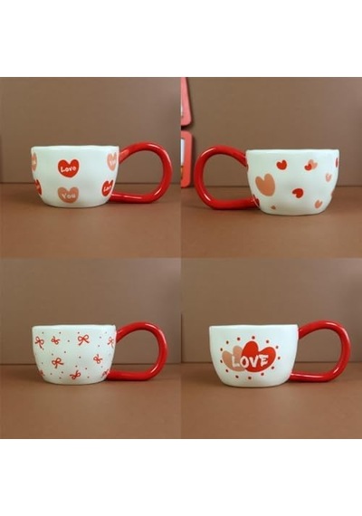Love Kalp Seramik Kahve Kupası Bm-2387 Açık Ahşap