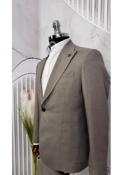 Dupont Classics Dupont Erkek Slim Fit 6 Drop Sivri Yaka Torba Cep Çift Yırtmaç Takım Elbise Ekru Dupont Classics Dupont Erkek Slim Fit 6 Drop Sivri Yaka Torba Cep Çift Yırtmaç Takım Elbise Ekru