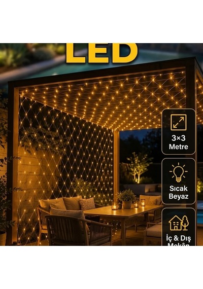 3x3 Metre Gün Işığı Ağ Led Dekoratif Aydınlatma Bahçe, Balkon Ve Organizasyon Kullanımı
