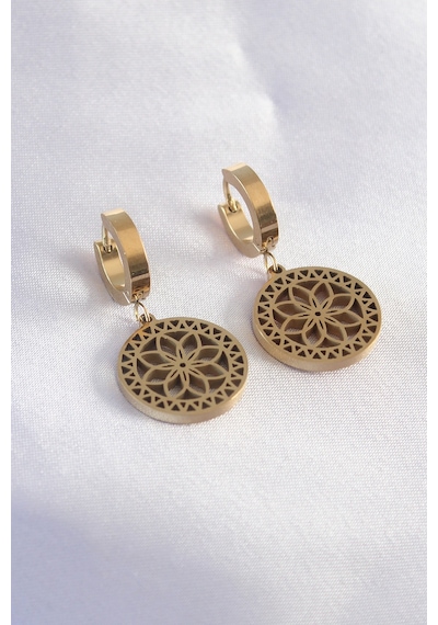Ezoconcept 316l Çelik Gold Renk Lotus Kadın Küpe Çok Renkli