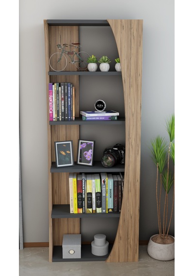 6 Raflı Kitaplık 50 Cm Seti Salon Rafı Ofis Mobilyası - Dekoratif & Kitap Rafı Antrasit - Atlantik Çam 6 Raflı Kitaplık 50 Cm Seti Salon Rafı Ofis Mobilyası - Dekoratif & Kitap Rafı Antrasit - Atlantik Çam