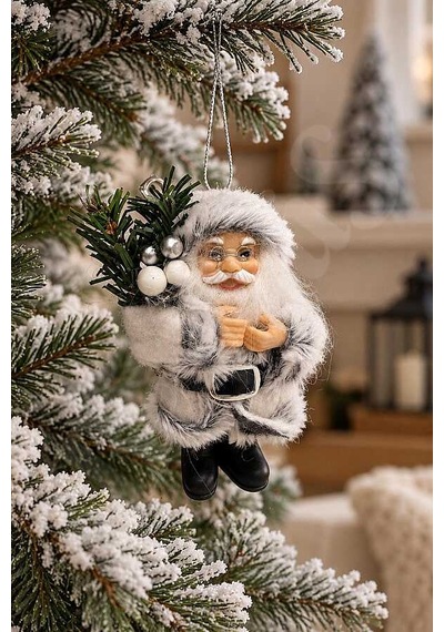 Yılbaşı Ağacı Süsü Beyaz Noel Baba 13 Cm Diğer