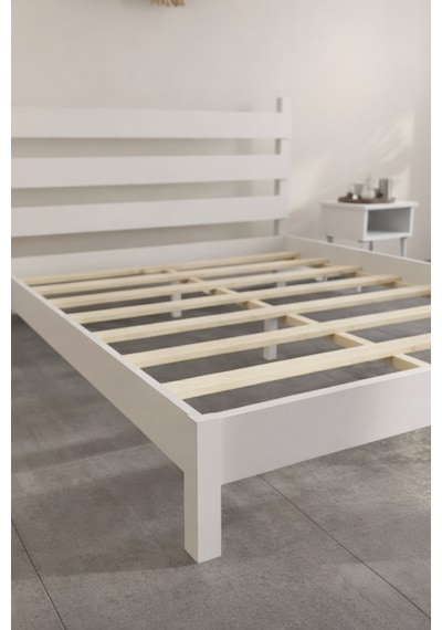 Natura Masif Ahşap Karyola Ve 2 Adet Komodin Beyaz 90x200