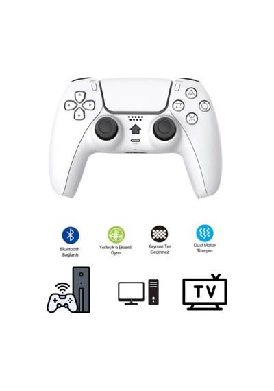 Miaxtreme 2 Adet Siyah Beyaz Kablosuz Bluetooth Gyro Titreşimli Oyun Kolu Joystick Ps4 Kolu Ps Pc Tv Uyumlu