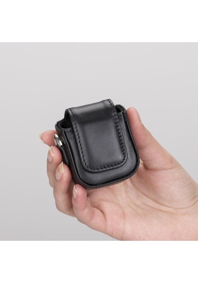 Aurel Onyx Black Charm Hakiki Deri Apple Uyumlu Airpods Kılıfı 1 & 2 Kılıf