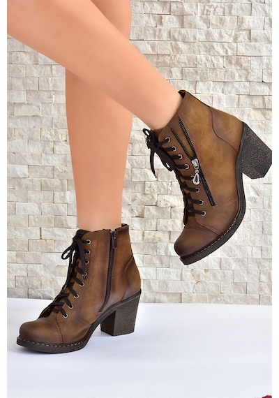 Fox Shoes Vizon Kalın Topuklu Kadın Bot C674150209