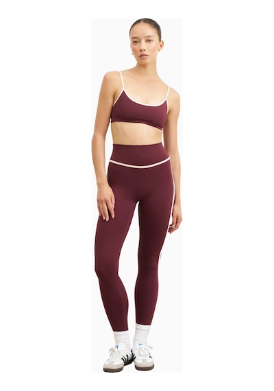 Because Of Alice Base Contrast Trim Leggings Yüksek Bel Şekillendirici Kadın Tayt Bordo