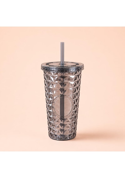 Pipetli Mika Bardak 500 Ml, Kapaklı Ve Pipetli İçecek Bardağı, Soğuk Kahve Meşrubat Smoothie Ve Günlük Kullanım İçin Pratik Plastik Bardak Siyah Çok Renkli