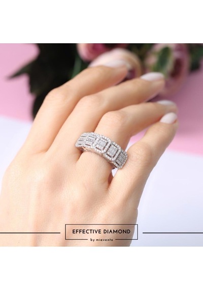 Mia Vento Effective Diamond Crystal Beştaş Gümüş Yüzük