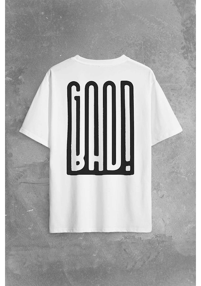 Good Bad Yazı Tipografi İyi Kötü Sırt Ön Baskılı Oversize Tişört Unisex T-shirt 001