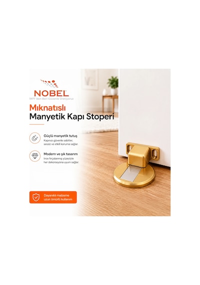 Manyetik Mıknatıslı Kapı Stoperi Altın Vidalı