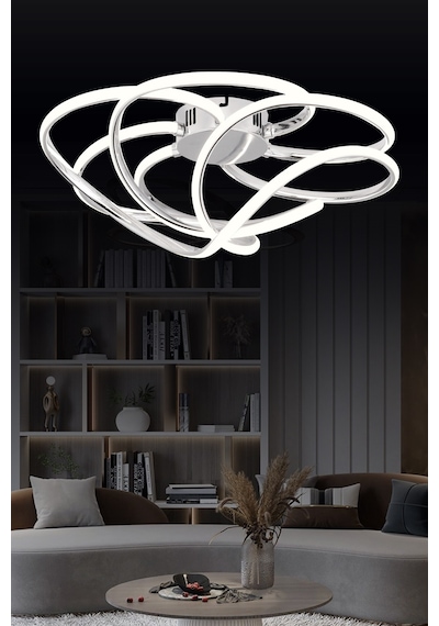 Pl 08 6 Model Krom 3 Renkli Salon Ve Oturma Odası İçin İdeal Alüminyum Avize, 50x25 Krom