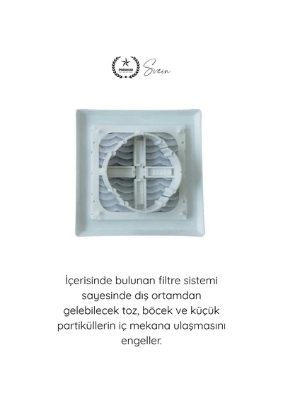 Menfez Kare Baca Kapağı Ayarlı Duvar Menfezi Antrasit Gri Filtreli Havalandırma Kapağı Plastik Vent