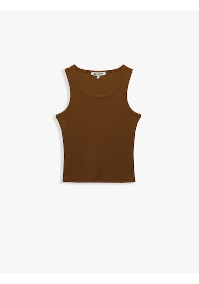 Koton Dar Kesim Bisiklet Yaka Kaşkorse Basic Kolsuz Atlet Kahverengi 5sal30183ık Kahve