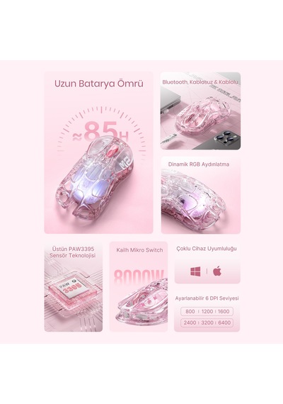 Gravastar Mercury V60 Kablolu Manyetik Gaming İngilizce Q Klavye Ve M2 Kablosuz Optik Mouse Seti, Cr