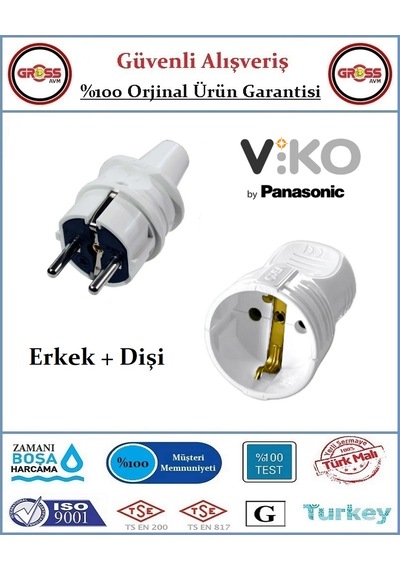 Viko Erkek Fiş + Dişi Fiş - İkisi Bir Arada - Topraklı