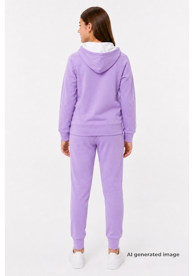 Pina Kids Kız Çocuk Scuba Unlimited Çift Şeritli Kapüşonlu Reglan Kol Dalgıç Kumaş Eşofman Takımı Esf7023 Lila