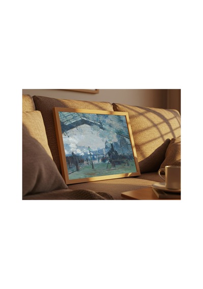 Monet Normandiya Treninin Gelişi, Saint-lazare Garı Çerçevesiz Poster 30x42 Cm A3 Tablo Empresyonist