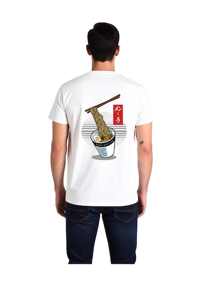 Paybuy Ramen Severlerin Kulübü Baskılı Erkek Tişört Beyaz