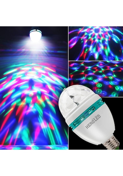 Hero Led Renkli Disko Ampulü Lambası E27 Duy Led Ampul Dönen Disco Topu