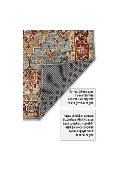 Yolluk Halı Kaymaz Taban Yıkanabilir Leke Tutmaz Kilim Özel Ölçü Koridor Halısı 3032 Çok Renkli